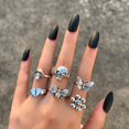 thumbnail image 1 of Conjunto de anillo de cadena de serpiente y mariposa gótica Punk para mujer, dados negros, Retro, chapado en plata, abalorio de diamantes de imitación, joyería para dedo Tan Jianjun unisex, 1 of 2