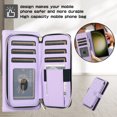 thumbnail image 3 of Allytechgroup for Samsung Galaxy S24 Ultra Wallet Case, Premium PU Leather Magnetic Buckle Zipper Pocket Card Slots Flip Stand Protective Cover with Hand Strap & Shoulder Strap - Purple, 3 of 12