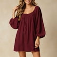 thumbnail image 6 of Sheghy Balloon Long Sleeve Round Neck Mini Dress Oversized Autumn Winter Everyday Wear Wine XL, 6 of 6