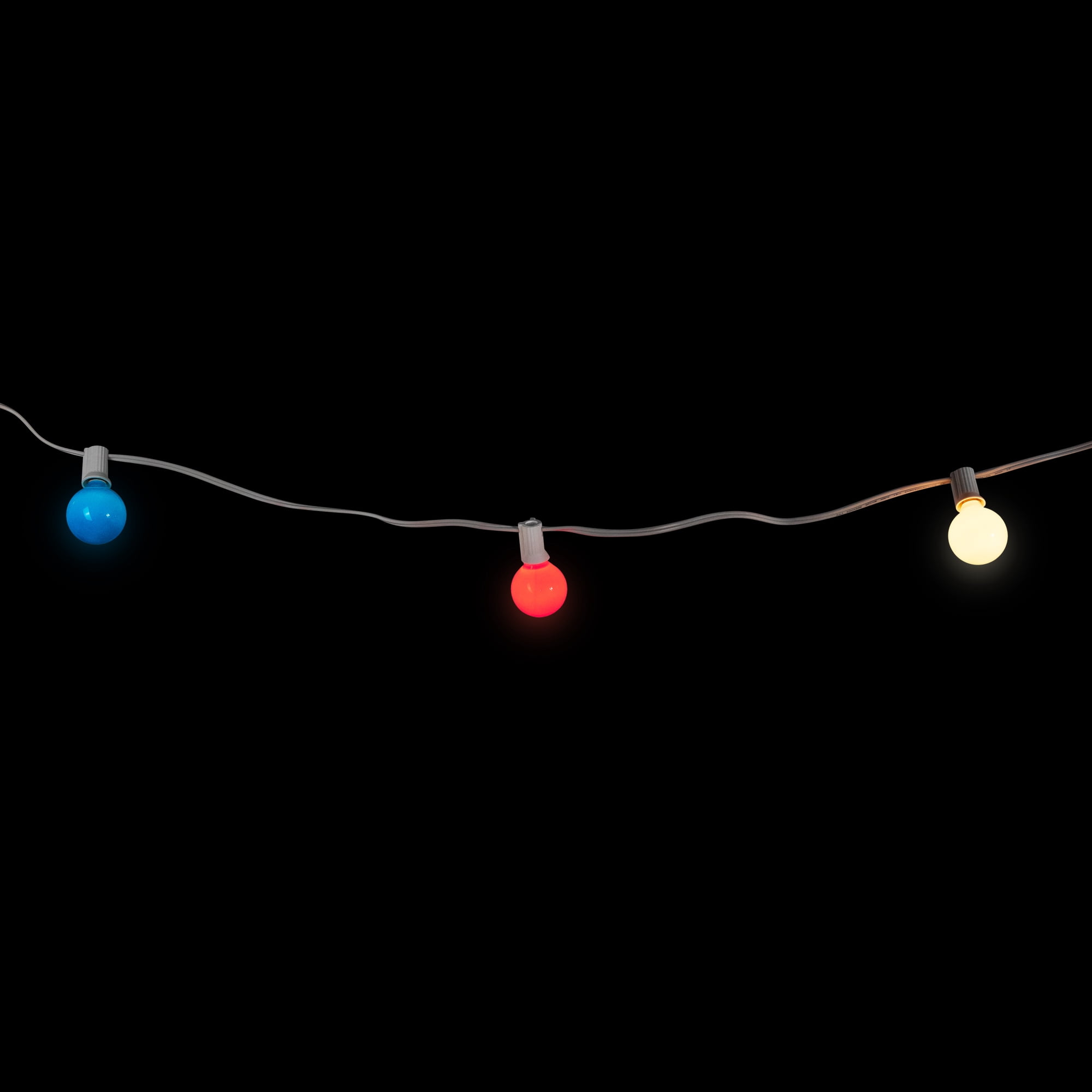 G40 Globe Christmas Light Set - Red White and Blue - 9' White Wire - 10ct