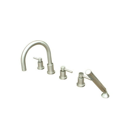 - Kingston Brass Concord Three Handle Roman Tub Faucet with Hand Shower