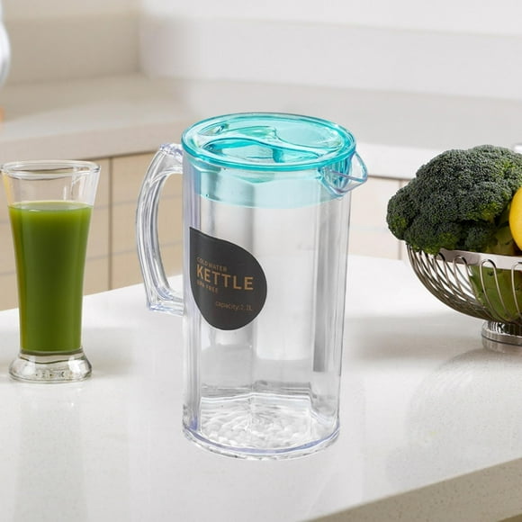 Jarra de nevera de jarra de agua, versátil transparente fácil de limpiar, hervidor de agua caliente fría de 2200 ml con tapa, té para Ronda azul