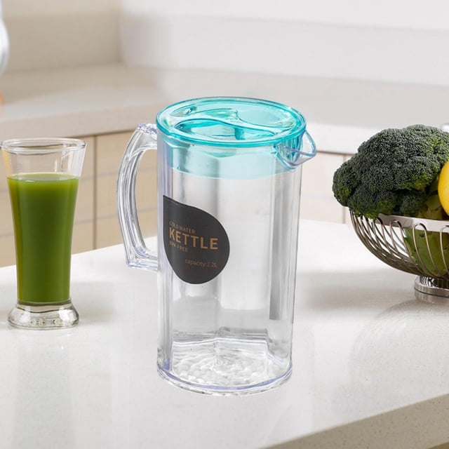 Elodie Water Pitcher Clear Large Capacity Water Jug for Beverage Juice Refrigerator Blue Round