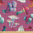 thumbnail image 2 of Ambesonne Fantasy Fabric by the Yard Upholstery, Psychedelic Mushrooms Art, 5 Yards, Pale Fuchsia Blue Grey, 2 of 5