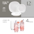 thumbnail image 2 of Vajilla 16 Piezas ColorHome Opal Moderna Blanca Vasos Vidrio Brisa, 2 of 10