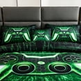 thumbnail image 6 of URBONUR Green Boys Comforter Sets Full Size Game Bedding Set for Kids Teens Green Lightning Gamepad Boy Bed Sets 6 Pieces Video Gaming Console Black Bed in a Bag with Sheet Set(Green Full), 6 of 10