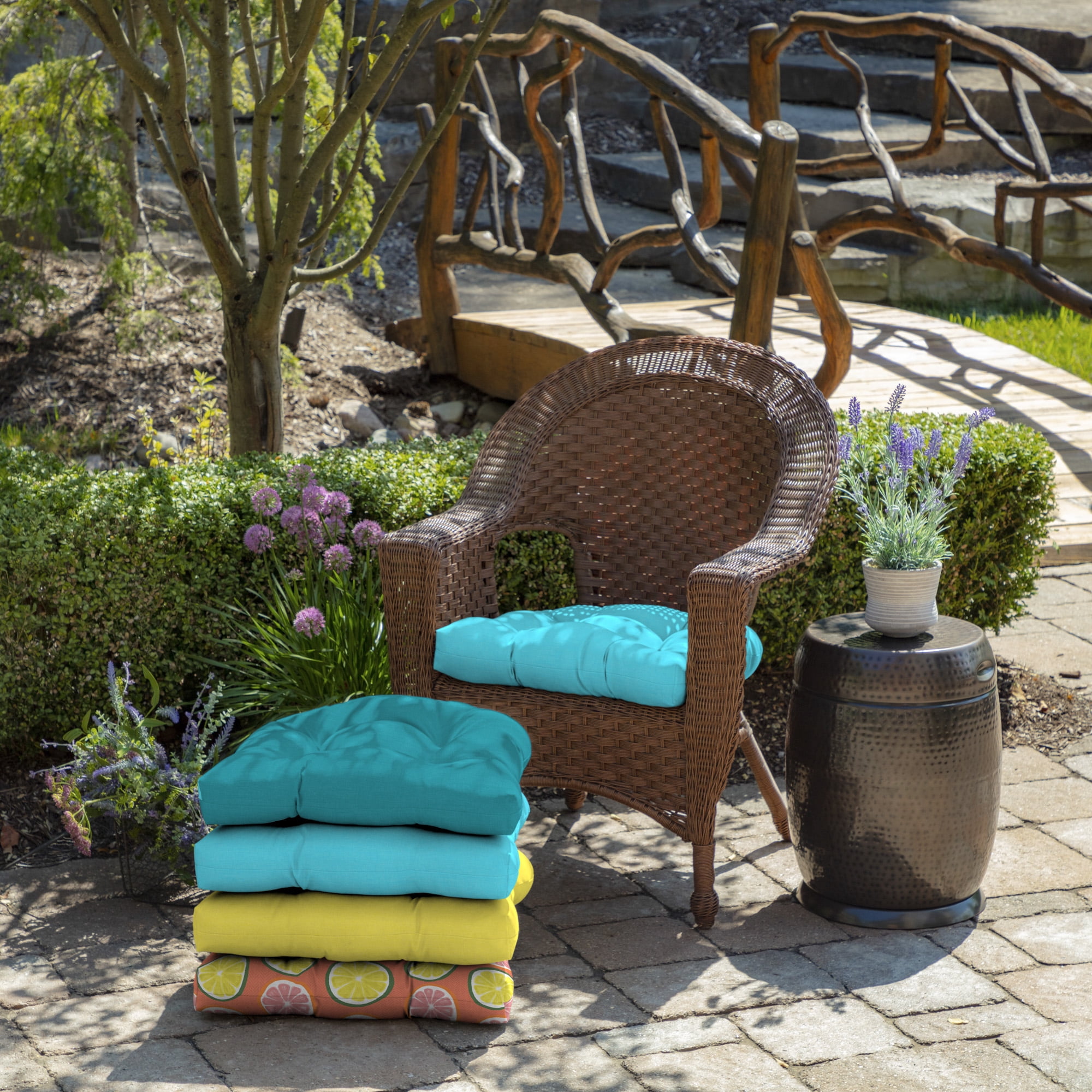ARDEN Outdoor Wicker Chair Cushion, 20 x 18, Pool Blue Leala