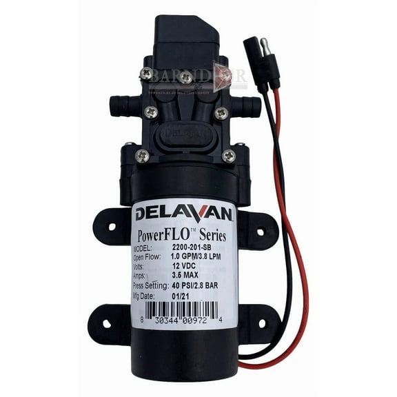 Barndoor Ag Delavan Powerflo 2200-201-SB 1.2GPM Demand Pump - 40PSI, Santoprene Diaphragm Self-Priming Pump | Farming Equipment