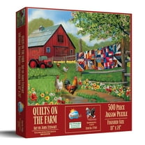 SUNSOUT INC - Quilts on the Farm - 500 pc Jigsaw Puzzle by Artist: John Stewart - Finished Size 18" x 24" - MPN# 77140