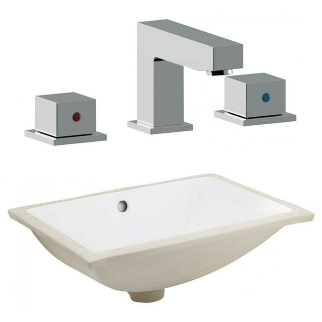 20.75-in. W CSA Rectangle Bathroom Undermount Sink Set In White - Chrome Hardware AI-23111