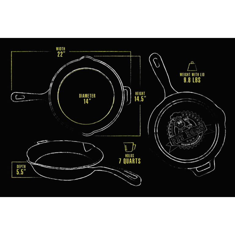 12in Cast Iron Deep Skillet with Lid  Pit Boss® Grills Cast Iron – Pit  Boss Grills