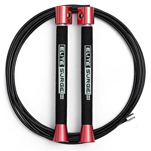 Elite SRS Surge 3.0 Professional Speed Rope for Double Unders - Patented Dual Bearing Ultra Light-Weight Handle for Premium Spin Control and Kink-Resistant Cable for the Ultimate Speed Jump Rope