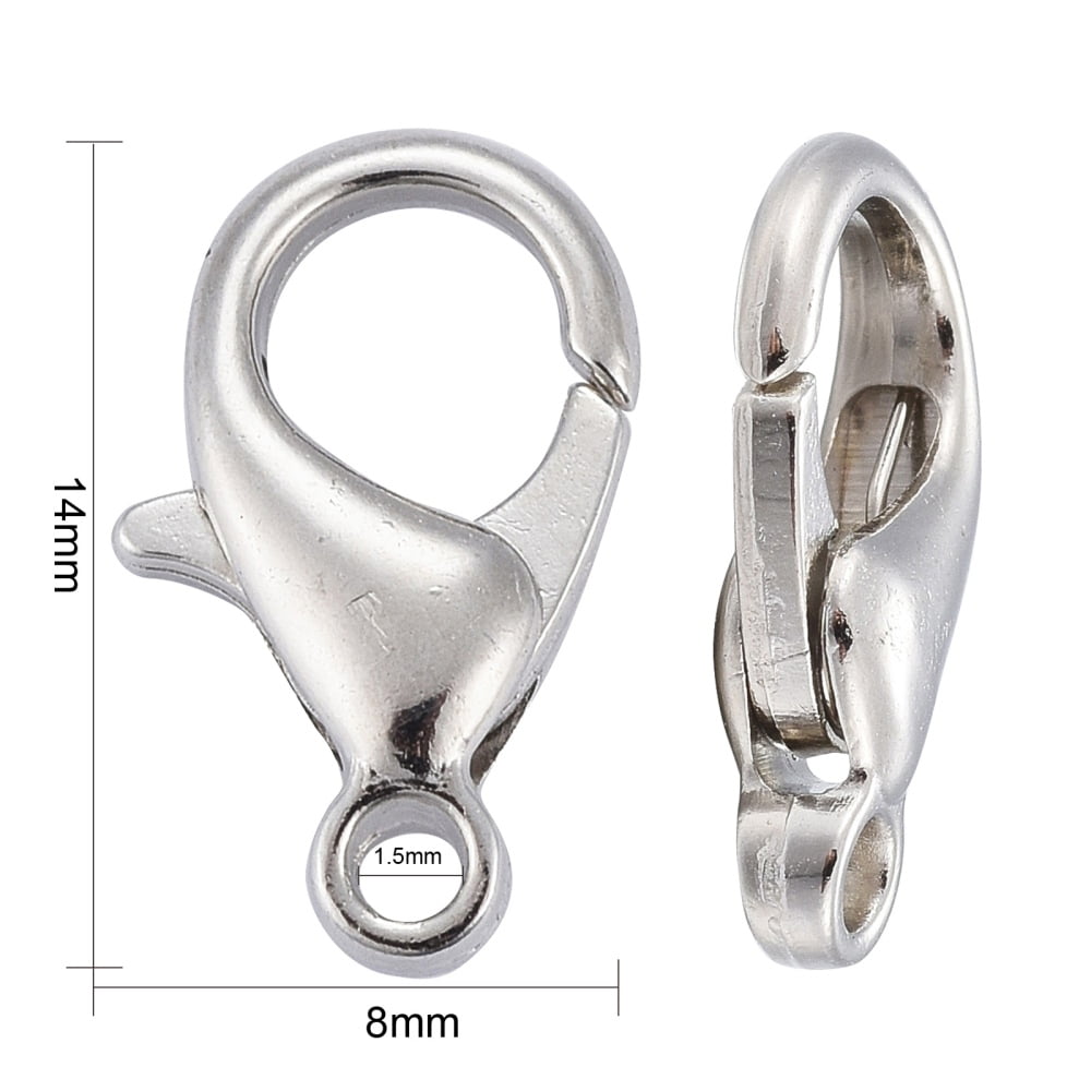 Zinc Alloy Lobster Claw Clasps Parrot Trigger Clasps Cadmium Free & Nickel Free & Lead Free Platinum 14x8mm Hole: 1.8mm