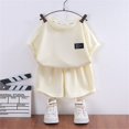 thumbnail image 2 of XIYNBAOK Juniors Sweat Suits 2 Piece Set Going Home Outfit Baby Girl Toddler Girls Outfits Tshirt and Mini Shorts Girls Clothes Size 7, Beige 11-12 Years, 2 of 9