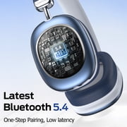 Bluetooth Headphones Over Ear, 65Hrs Playtime Wireless Headphones,Bass Boosted by 90%,Lightweight Headset with Deep Bass, Clear Call with 4 Noise Cancelling Mics,Low Latency for Travel Work Cellphone