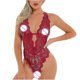 thumbnail image 4 of Lencería sexy, pijama sexy transparente de malla en V profundo, cabestrillo elástico de una pieza, 4 of 5