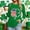 A1179 Green, variant on St. Patrick's Day T-Shirt for Women American Flag Shamrock Graphic Crewneck Long Sleeve Relaxed Fit Holiday Festive Tee Irish Clover Graphic Top