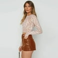 thumbnail image 3 of HLSOHJP Summer New Black and Brown PU Leather Shorts For Women Fashion Sexy High Waist Stretch Shorts XS-2XL Drop Shipping, 3 of 6