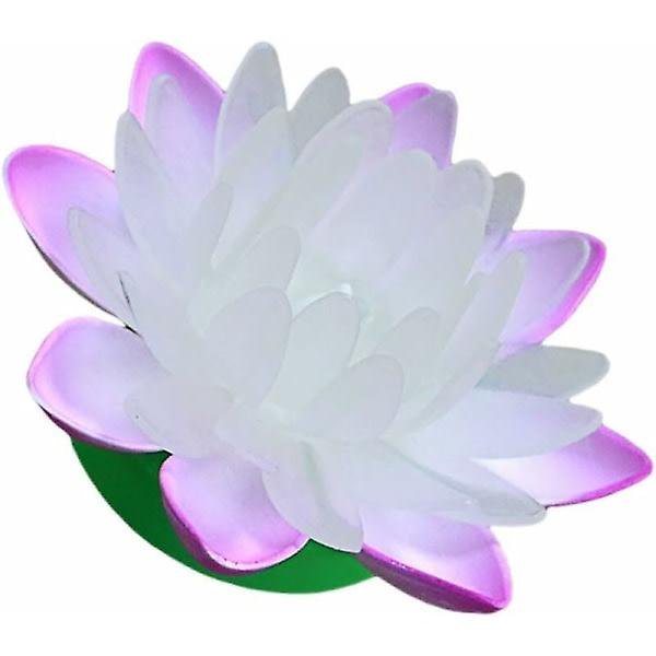 2pcs Purple LED Floating Lotus Light Waterproof Solar Pool Water Lily Floating Lantern Lotus Flower for Garden Pool