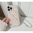thumbnail image 3 of Compatible with iPhone 11 Pro Max Case,Cute Girls Women Peach Bear Love Heart Pattern with Pearl Strap Bracelet Chain Sparkly Phone Case Camera Protect, 3 of 7