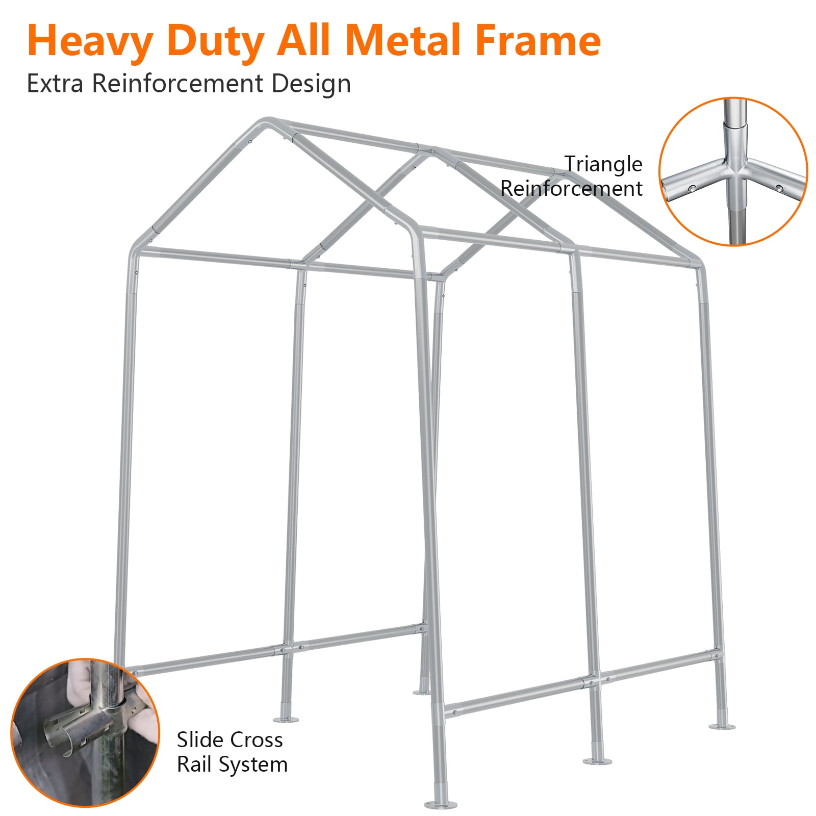 M optimized 12x12 FT Outdoor Portable Storage Shed Motorcycle Covers Storage Shelter, Heavy Duty Storage Tent Tarp Sheds with Roll-up Zipper Door for Bike, Garden Tools, Gray