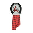 thumbnail image 3 of Matching Family Christmas Pajamas, Long Sleeve Letter Elk Raglan Tops + Plaid Pants Set Family Matching Pajamas Set, 3 of 10