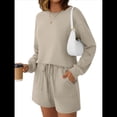 thumbnail image 1 of Conjunto de Pijama Deportivo Informal de Dos Piezas para Mujer con Bolsillos, Ropa de Moda de Otoño Albaricoque L, 1 of 5