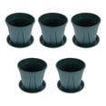 thumbnail image 2 of 10 Sets Planter Pots with Saucer Round Nursery Pots with Drainage Hole and Tray Decorative Flower Container for Succulents 15X14cm Dark Green, 2 of 8