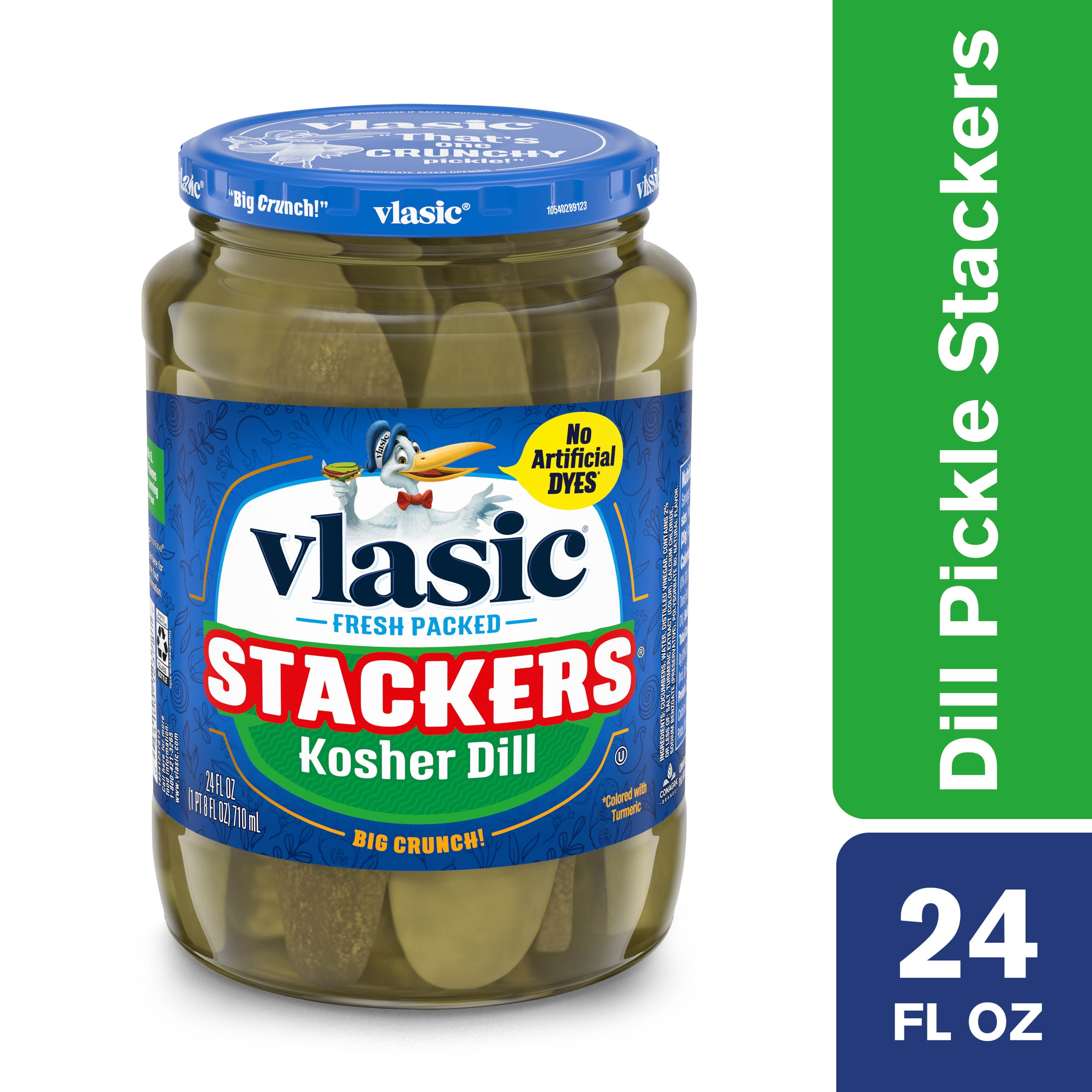Vlasic Dill Pickle Sandwich Stackers, Kosher Dill Pickles, 24 Oz Jar