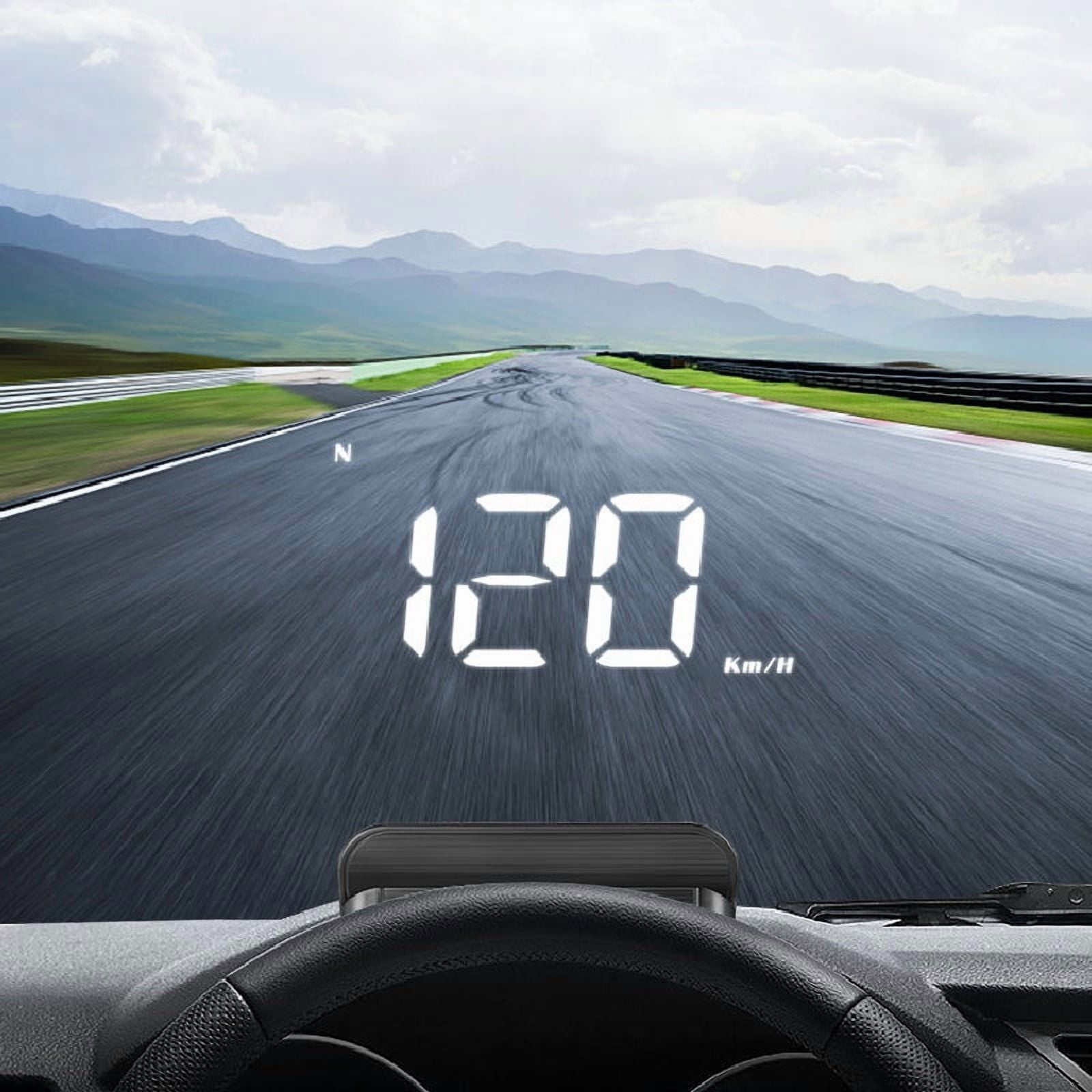 Wireless Car HUD Head-Up Display with Holographic Speed Projection and GPS, Universal Dashboard Speedometer for All Vehicles, Day/Night Visible Projector with Reflective Film