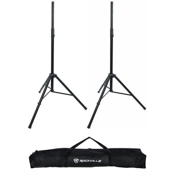Rockville Pair RVSS3 V2 Tripod DJ PA Speaker Stands, Air Assist Lowering, 47-81" All-Metal Adjustable Height, 130 lb Capacity, Portable with Travel Bag, for DJs and Live Events