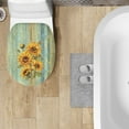 thumbnail image 4 of ZIATUBLE Wood Stripe Sunflower Toilet Lid Covers for Bathroom Protction Round Elongated Toilet Seat Covers Universal Toilet Lid Dust Cover Home Decor, 4 of 6