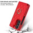 thumbnail image 5 of ELEHOLD Luxury Wallet Case for Samsung Galaxy Z Fold 6, Faux Leather Non-Slip Grip Ring Holder Flip Kickstand Card Cash Slot Shockproof Protection Case for Samsung Galaxy Z Fold 6 ,Red, 5 of 7