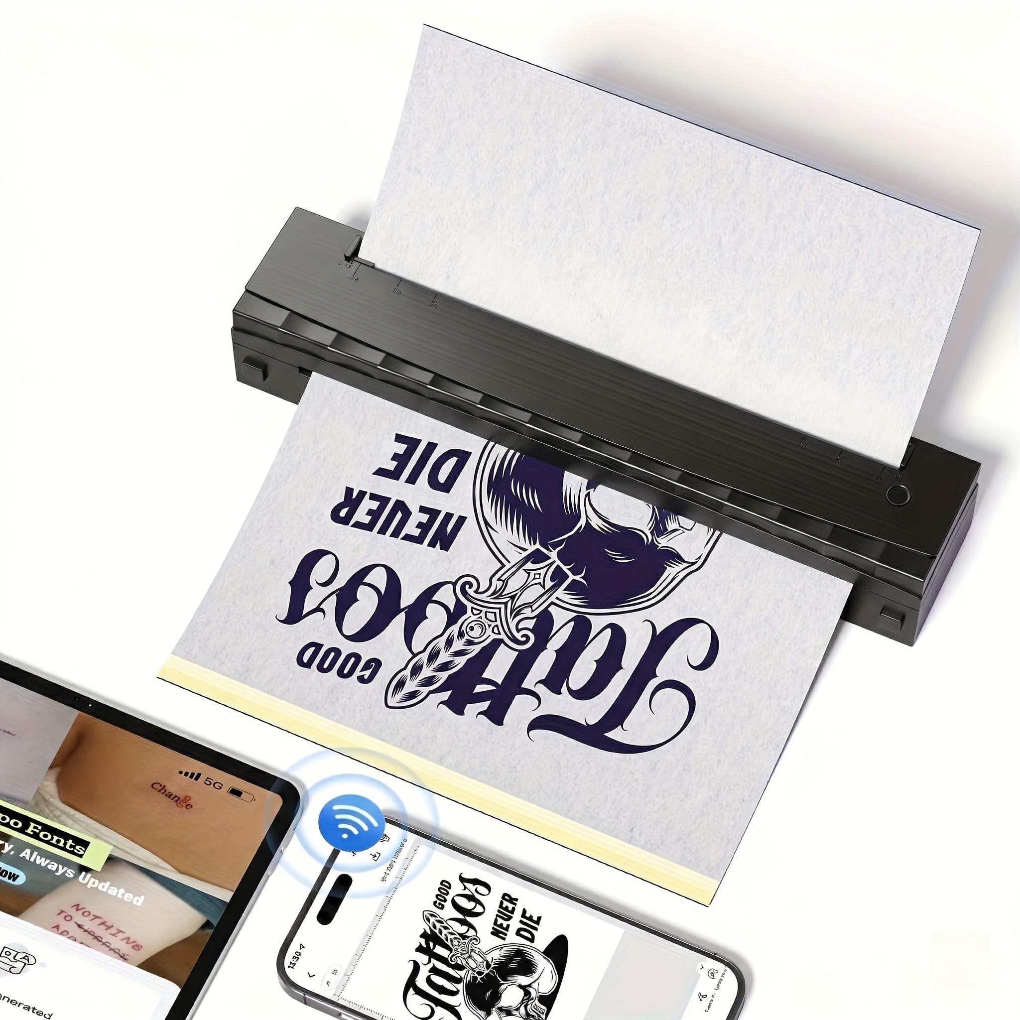 2026 New Inkless A4 Thermal Printer, Document Printer And Tattoo Transfer Printer, Wireless Thermal Printer Compatible with Smartphones And Tablets, Suitable for Thermal Paper/Tattoo Transfer Paper