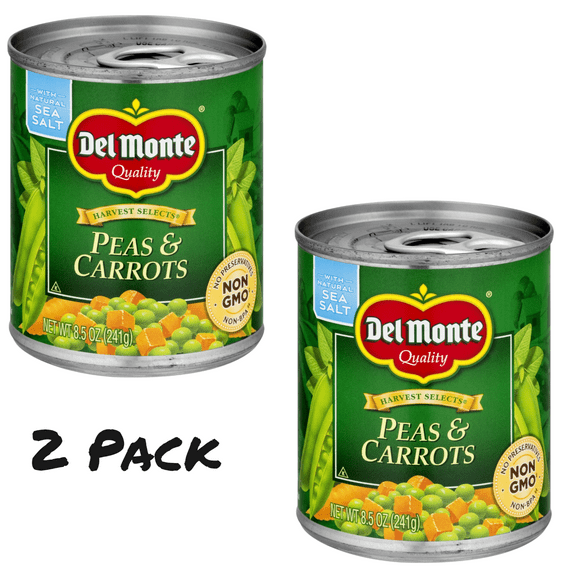 Del Monte Peas & Carrots, Canned Vegetables, 8.5 oz Can pack 2