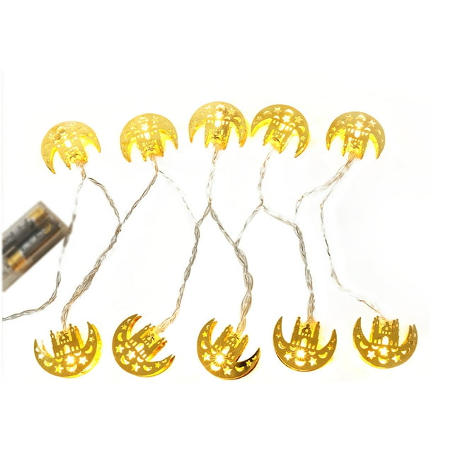 Mistaha Elegant 6.56ft Warm Yellow LED Castle Eid Ramadan Decorative Lights - Battery Operated String Lights for Festive Decor, Perfect for Home, Patio, Wedding Parties - 10 LED Bulbs, Always On