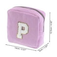 thumbnail image 2 of Unique Bargains 1 Pc Letter P Pattern Makeup Bag for Travel Pink Purple Corduroy, 2 of 6