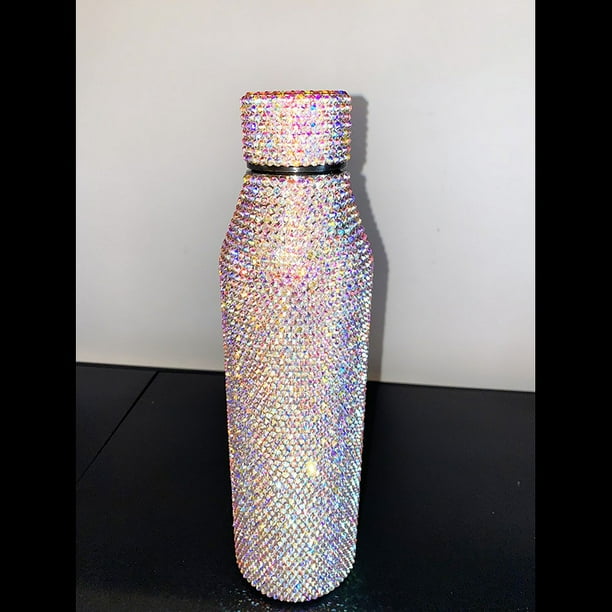 Termo para botella de vino tinto con incrustaciones de diamantes y fondo plano con forma de diamante, botella de Coca-Cola de acero inoxidable 304, de doble capa, portátil para exteriores