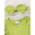 thumbnail image 5 of Elippeo Baby Girl Irish Day Outfits 3M 6M 9M 12M 18M Clover Print St Patricks Day Ribbed Romper Dress and Headband Set Cute Fashion Summer Clothes, 5 of 10
