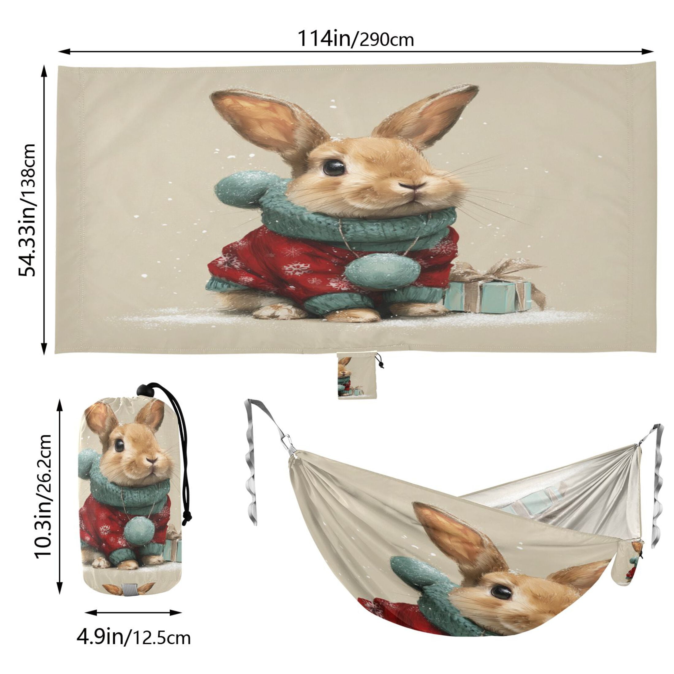 Hammock Camping Hammock Nylon Portable Hammock Travel Camping Hammock Christmas Rabbit