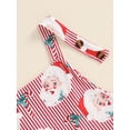 thumbnail image 5 of Suealasg Christmas Kids Girls Overalls, Santa Claus Print Striped Flare Pants Clothes for Casual Daily, 5 of 7