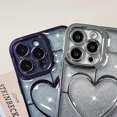 thumbnail image 2 of Compatible with iPhone 14 Pro Max Case Luxury Shiny Plating Cute 3D Love Heart Pattern Glitter Cover Shockproof Camera Protection Bling Case for iPhone 14 Pro Max Women Girls-Purple, 2 of 13