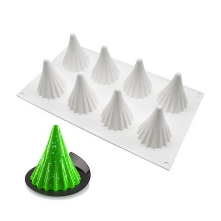 

3D Christmas Tree Silicone Mold-8-Cavity Mini Christmas Molds for Chocolate|Christmas Tree Cone Baking Molds used for DIY Christmas Cake Pudding Chocolate Jelly Candy Soap(White)
