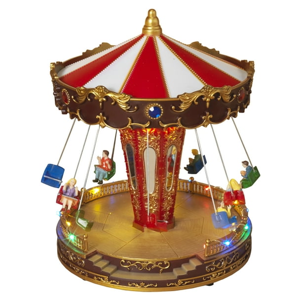 Christmas Snow Village Town Carousel Merry Go Round Winter Scene Decoration - Walmart.com