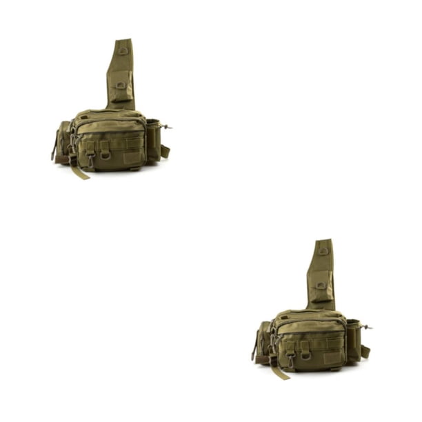 Naiovety Bolsas para aparejos de pesca, riñonera práctica de un solo hombro, bolsa de almacenamiento para caza y utilidad para peces, bolso de Caqui 2Conjunto