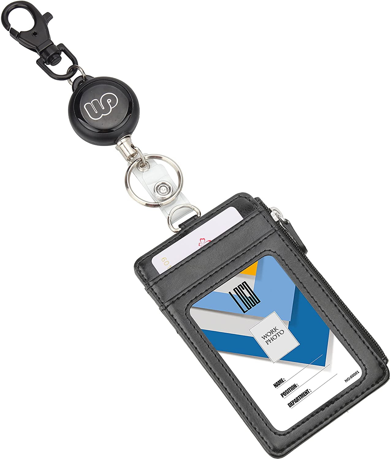Retractable Badge Holder with Zip, Wisdompro Heavy Duty Retractable