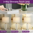 thumbnail image 2 of OUTON 21.5" Modern Glass Table Lamps Set of 2,  Dimmable Touch Bedside Nightstand Lamps with USB Ports for Living Room Bedroom,Bulbs Included,White, 2 of 11