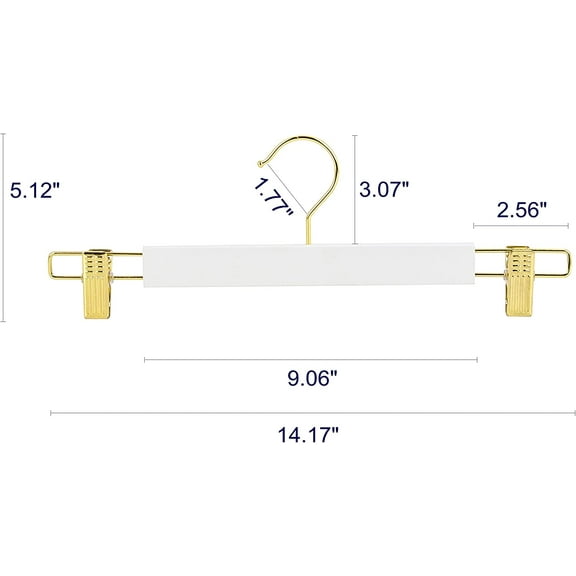 24 Pack Wooden Pant Hangers with Gold Hook, Slim White Closet Organizer for Slacks Jeans Trousers
