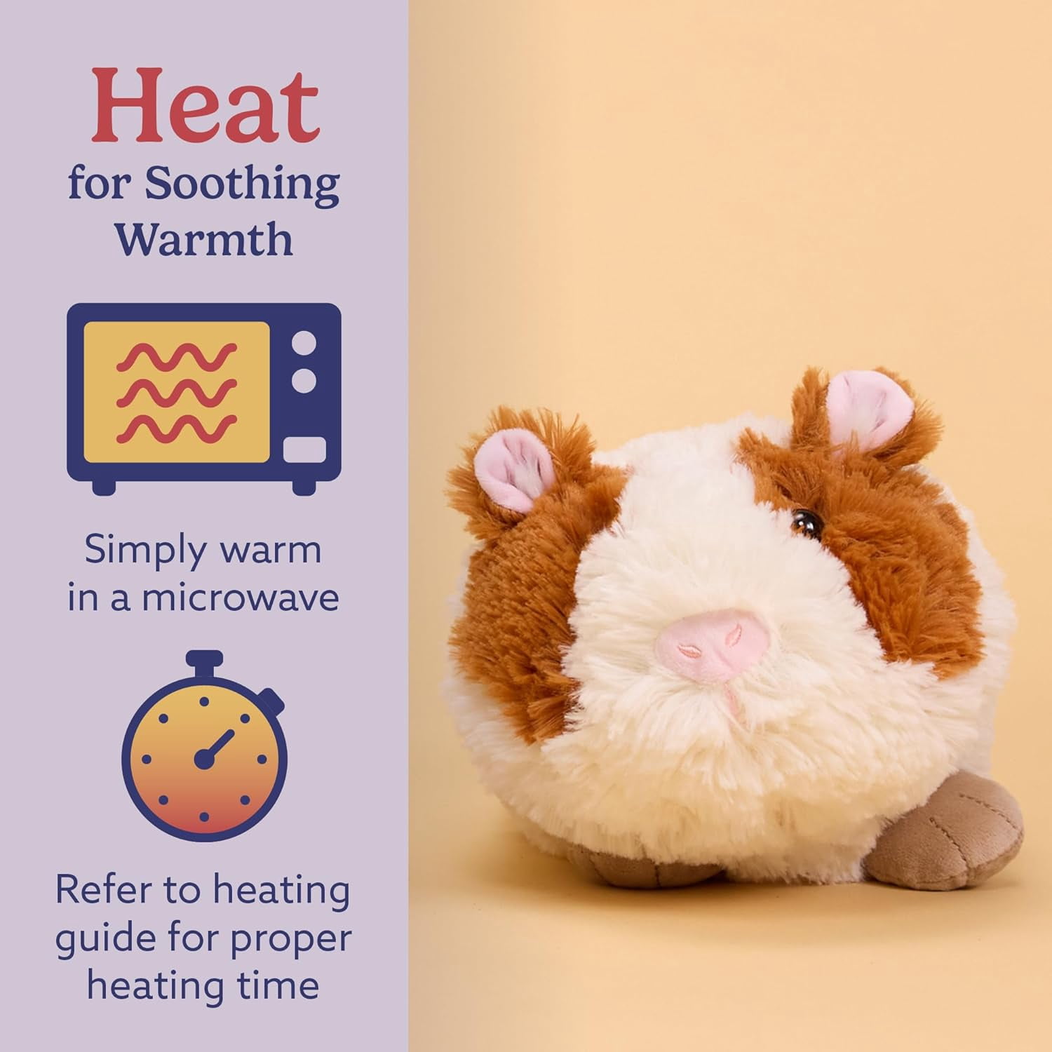 Warmies 13” Guinea Pig Stuffed Animal, Microwavable Heated Plushies and Weighted Soft Plush Toys