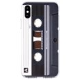 thumbnail image 1 of DistinctInk Clear Shockproof Hybrid Case for iPhone X / XS (5.8" Screen) - TPU Bumper, Acrylic Back, Tempered Glass Screen Protector - Audio Cassette Tape, 1 of 5